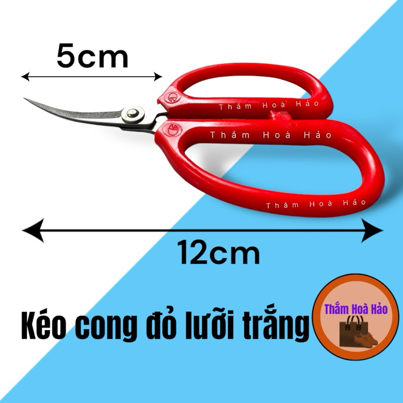 (Khuyến mãi) Kéo cong đỏ lưỡi trắng siêu bén. Kéo cong cắt chỉ giá rẻ. Thắm Hoà Hảo