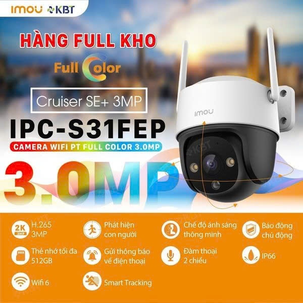 Camera Imou IPC-S31FEP Wifi PT Full Color 3.0MP
