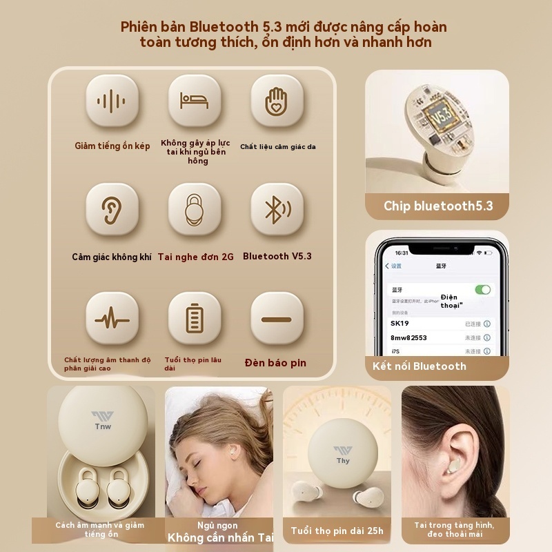 TZUZL X68 Tai nghe ngủ không dây mới Giảm tiếng ồn vô hình Tai nghe ngủ thể thao Bluetooth | BigBuy360 - bigbuy360.vn
