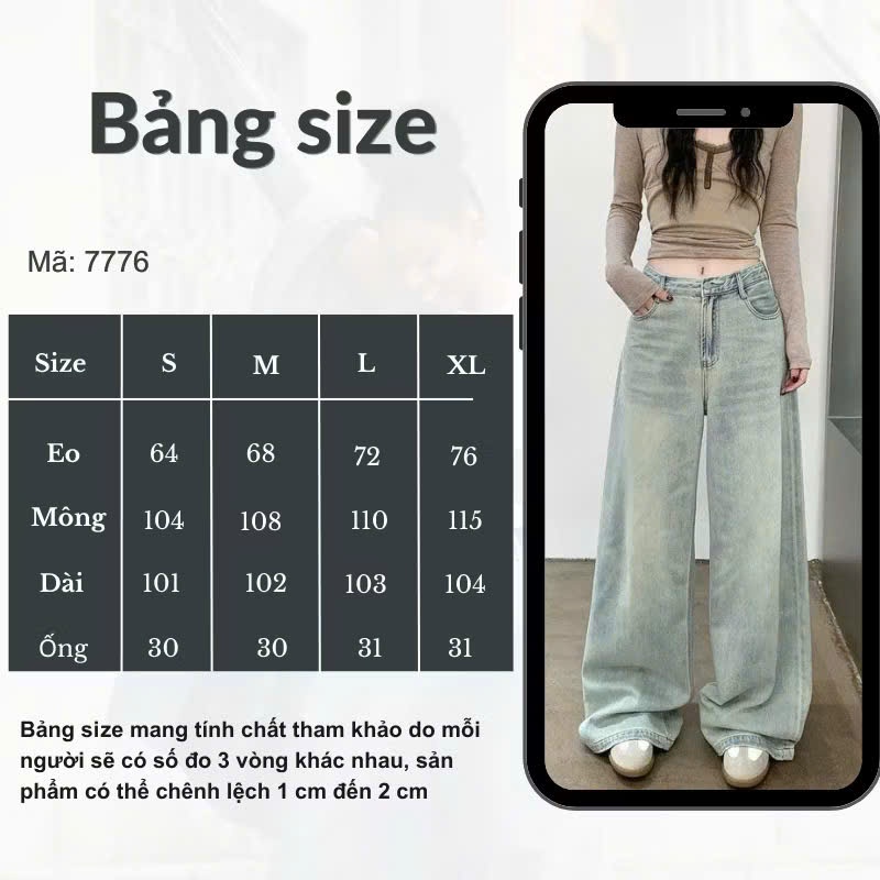 Quần Jean Ống Rộng Hari Quần Bò Ống Suông Cạp Cao Màu Wash Retro | BigBuy360 - bigbuy360.vn