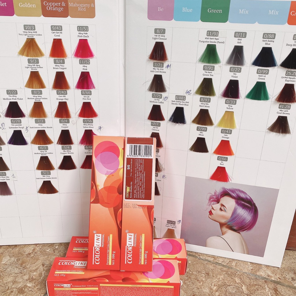 Bảng màu nhuộm tóc colorline