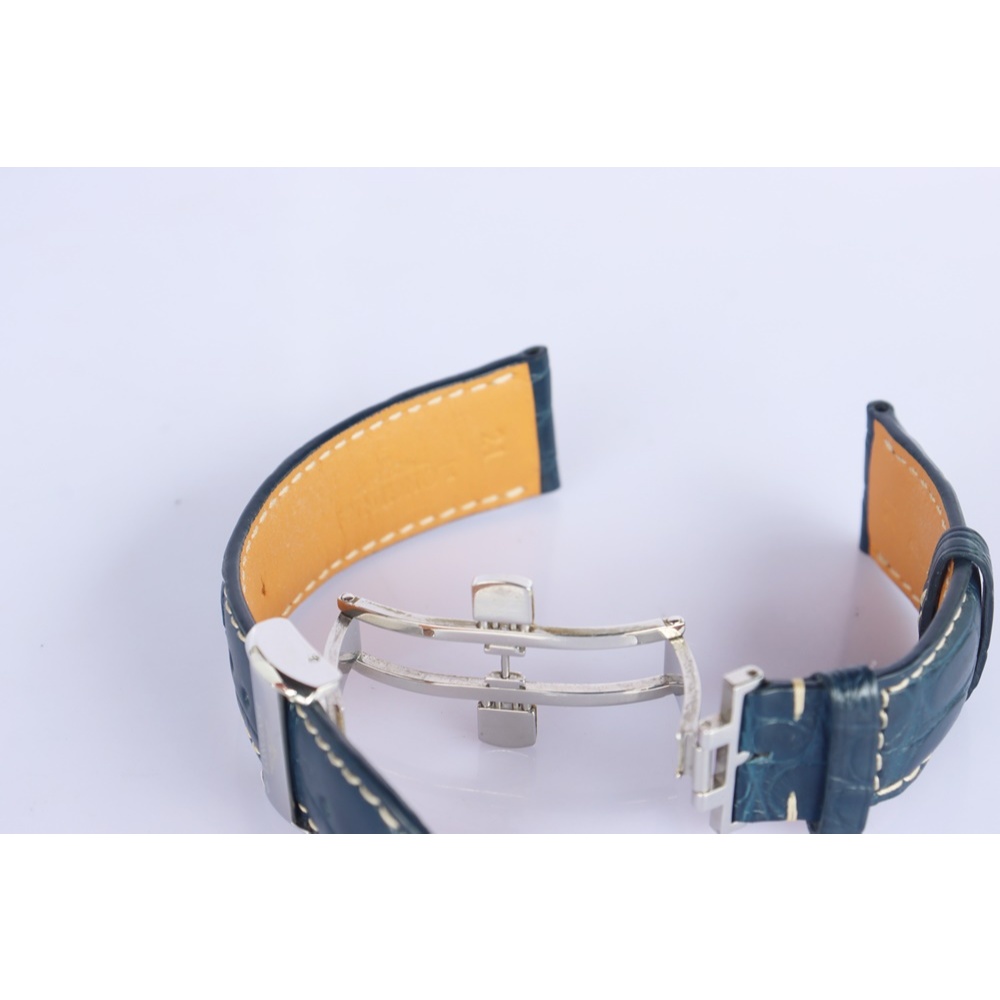 Bộ dây da Longines Nam xanh Navy New ( Size 21mm x 18mm )