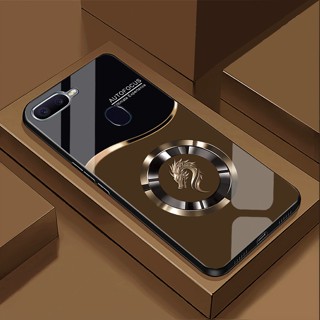 Ốp Lưng cho OPPO A12, A7, A5S, F9 Mặt kính cường lực, cao cấp Họa tiết FOCUS RỒNG