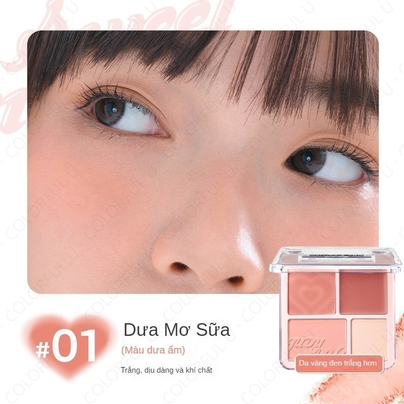 [ Má Hồng Giảm 15%] Bảng Highlight & Má Hồng Judydoll 4 Ô