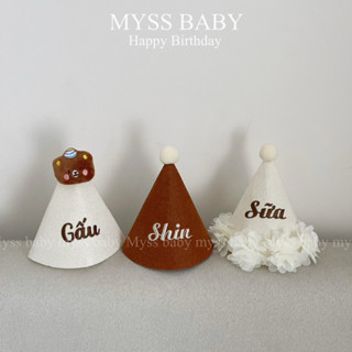 Mũ sinh nhật thêu tên bé theo yêu cầu (IB TÊN BÉ )