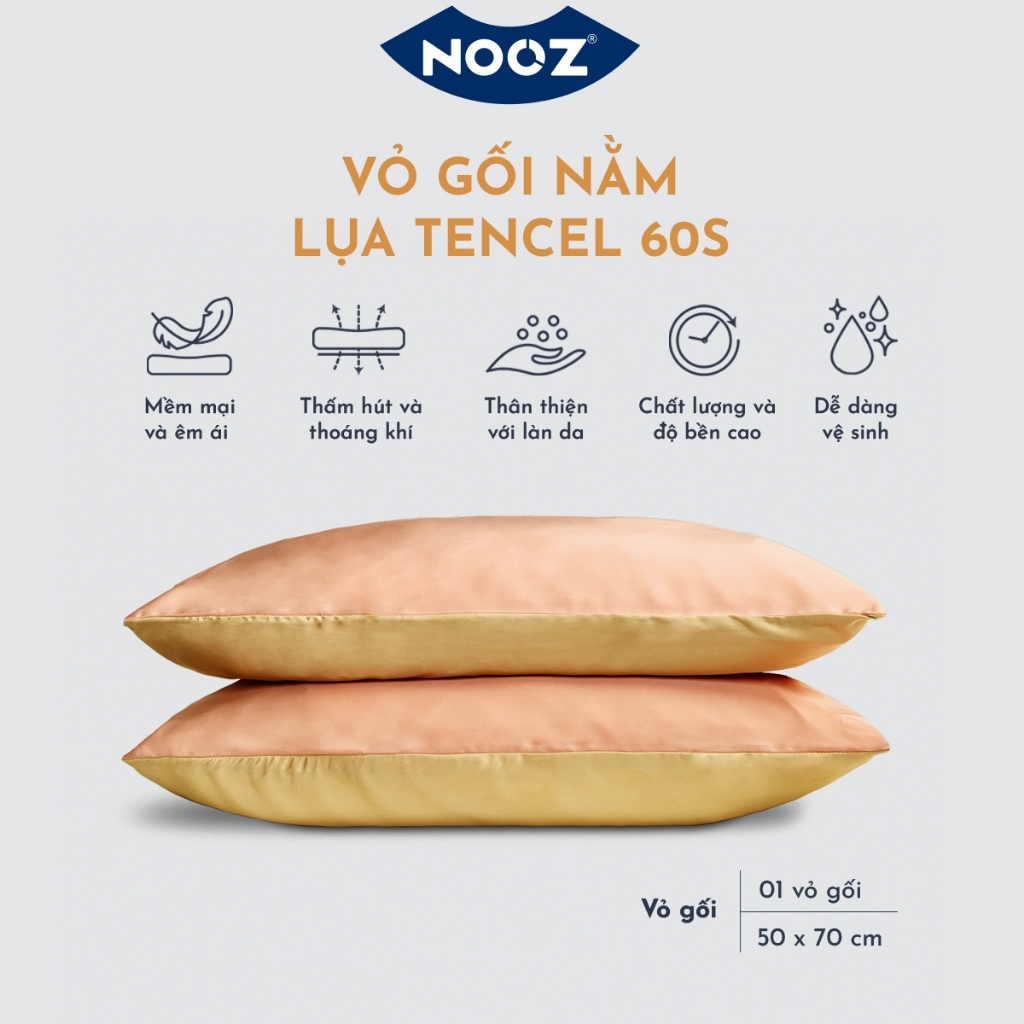 Vỏ Gối Nằm NOOZ Lụa Tencel 60s Mềm Mịn 50x70cm Vải Trơn Nhiều Màu NOOZ Home Goods Bedding | BigBuy360 - bigbuy360.vn