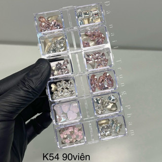 Set đá khối trang trí nail tone hồng pastel mix trắng siêu sáng, không bung (mix đủ size mã K54)
