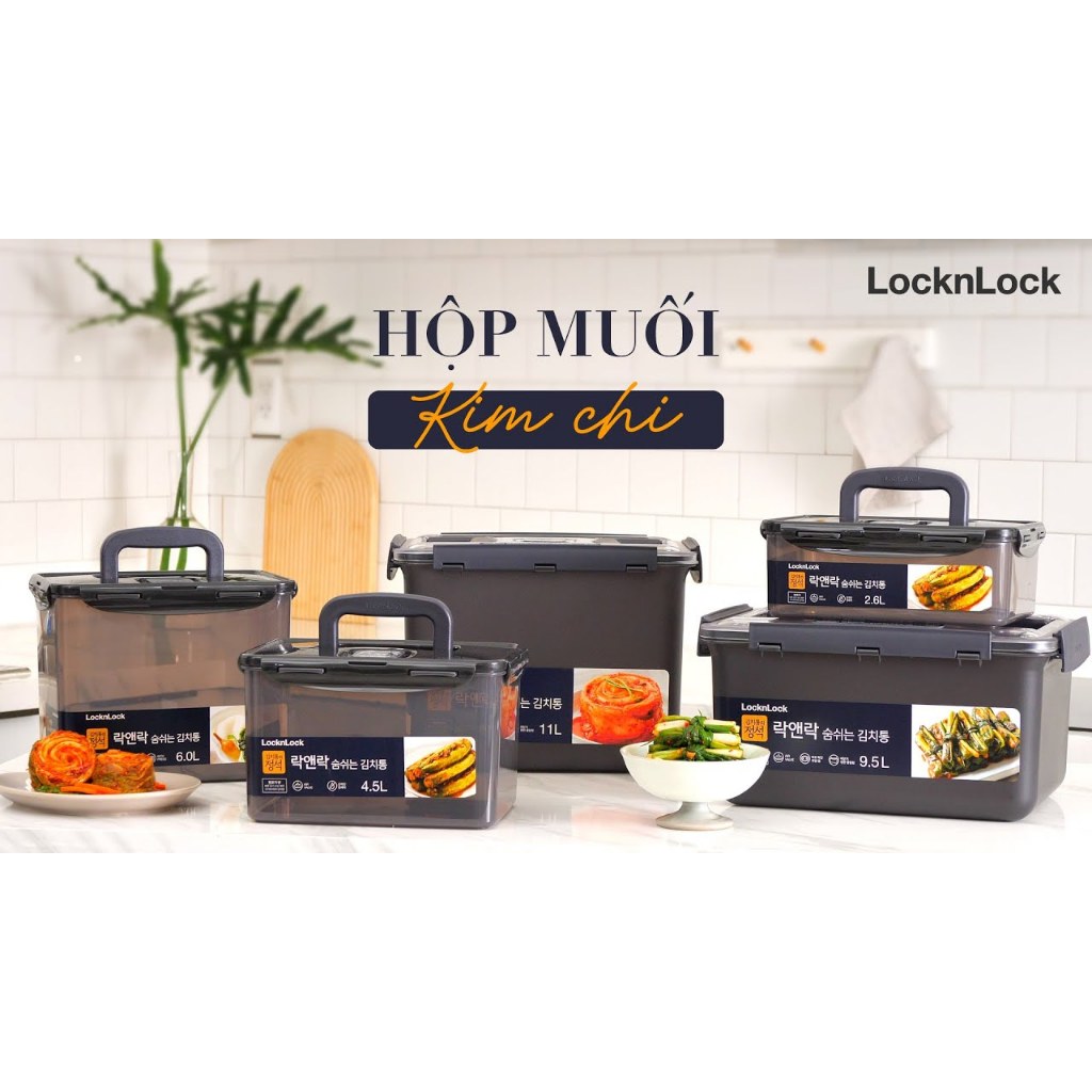 Hộp Nhựa Muối Dưa Cà, Muối Kim Chi Có Quai Xách LocknLock Breathing Kimchi Nhiều Dung Tích