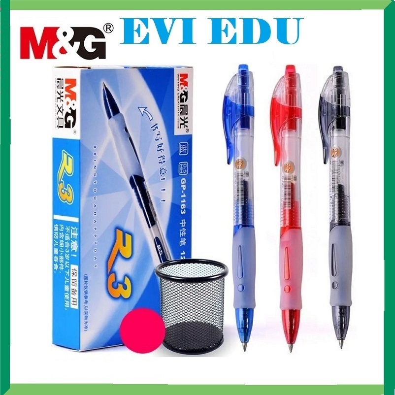 Hộp 12 cây bút gel nước M&G GP1163 / 1163 luyện viết chữ Hán tiếng Trung ruột thay G5 ngòi 0.5mm