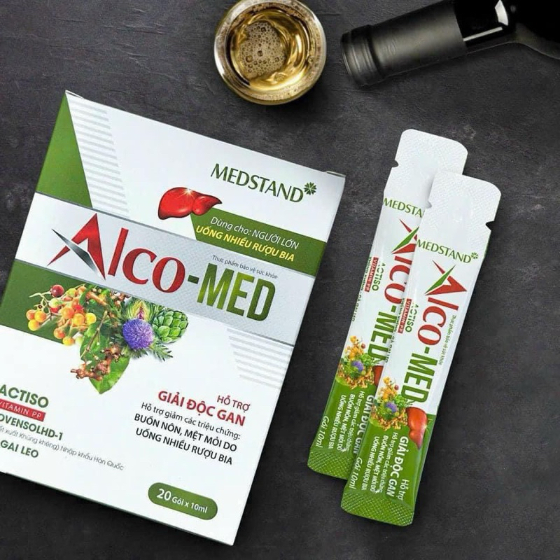 Gói uống giải rượu bia Alcomed mát gan Alco-med hộp 20 gói giải rượu Alco med