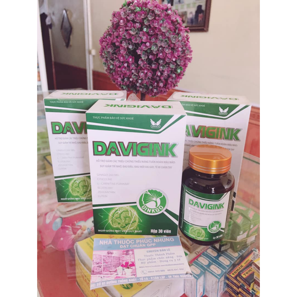 ✔️️️Ginko Davigink hoạt huyết dưỡng não thảo dược hộp 30 viên Davico - 1 Hộp 1 tháng