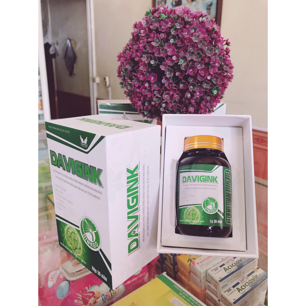 ✔️️️Ginko Davigink hoạt huyết dưỡng não thảo dược hộp 30 viên Davico - 1 Hộp 1 tháng