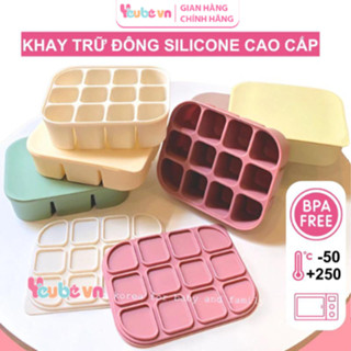 Khay Trữ Đông Trữ Đồ Ăn Dặm Silicon YEUBEVN ATD22 Cao Cấp Có Nắp Đậy Đựng Nước Dashi Rau Củ Đồ Ăn Cho Bé