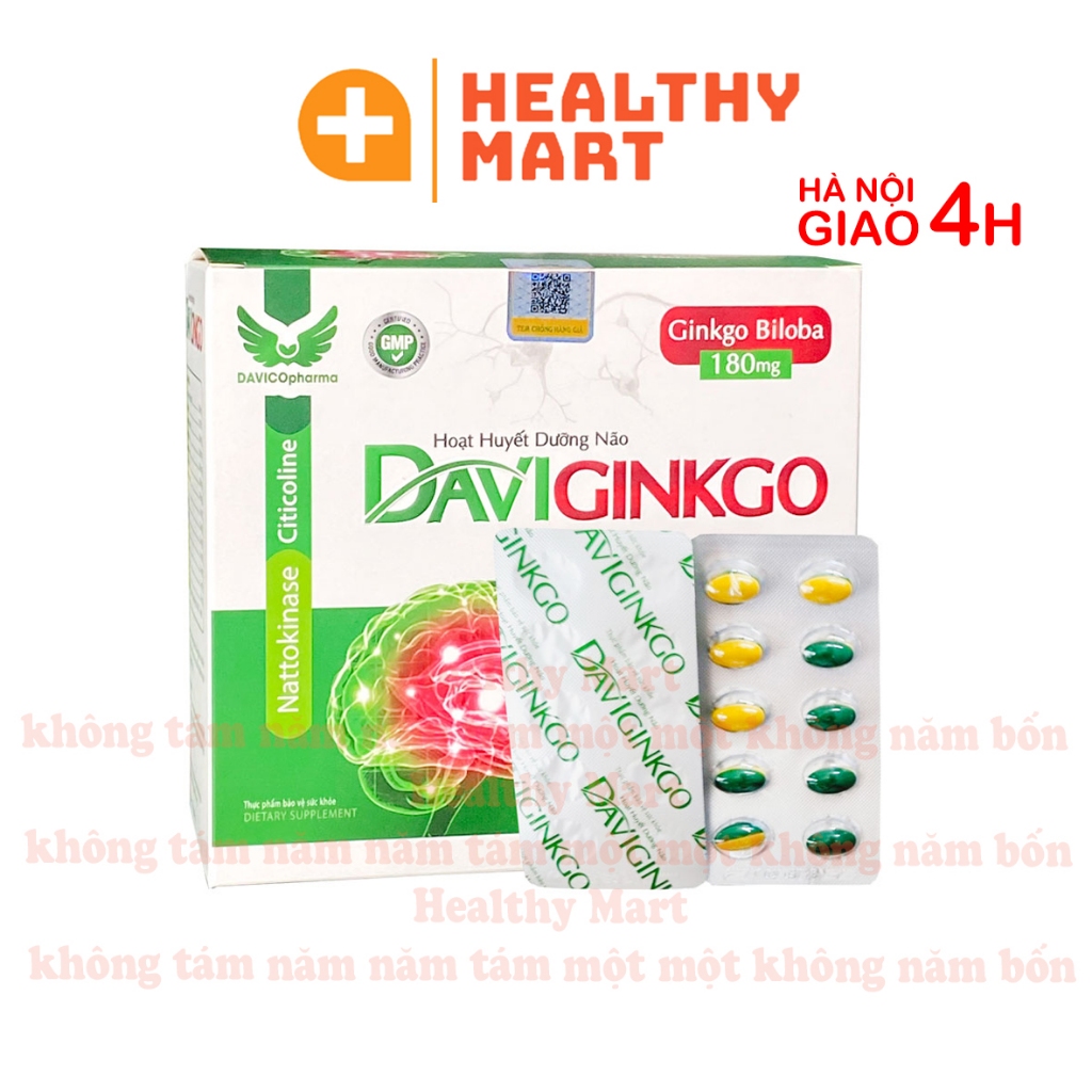 ✔️️️[MẪU MỚI] DaviGinko - Hoạt huyết dưỡng não - Hộp 100v - ngăn ngừa tai biến, chống tụ/đông máu Davico