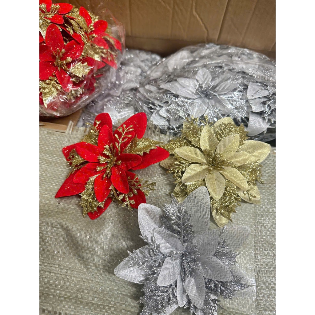 Set 10 bông hoa trang, quả sung , hoa kép , hoa trà đồ trang trí,đồ trang trí tết 2025 , đồ trang trí giỏ quà