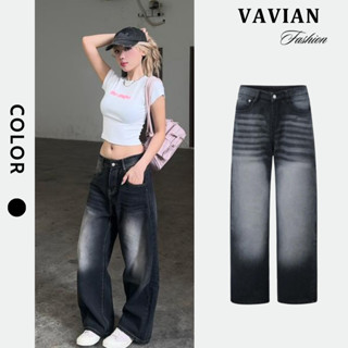 Quần jean  ống rộng UNISEX màu xám khói, quần jean Wash, quần bò ống rộng nam nữ lưng cạp cao - Vavian Store