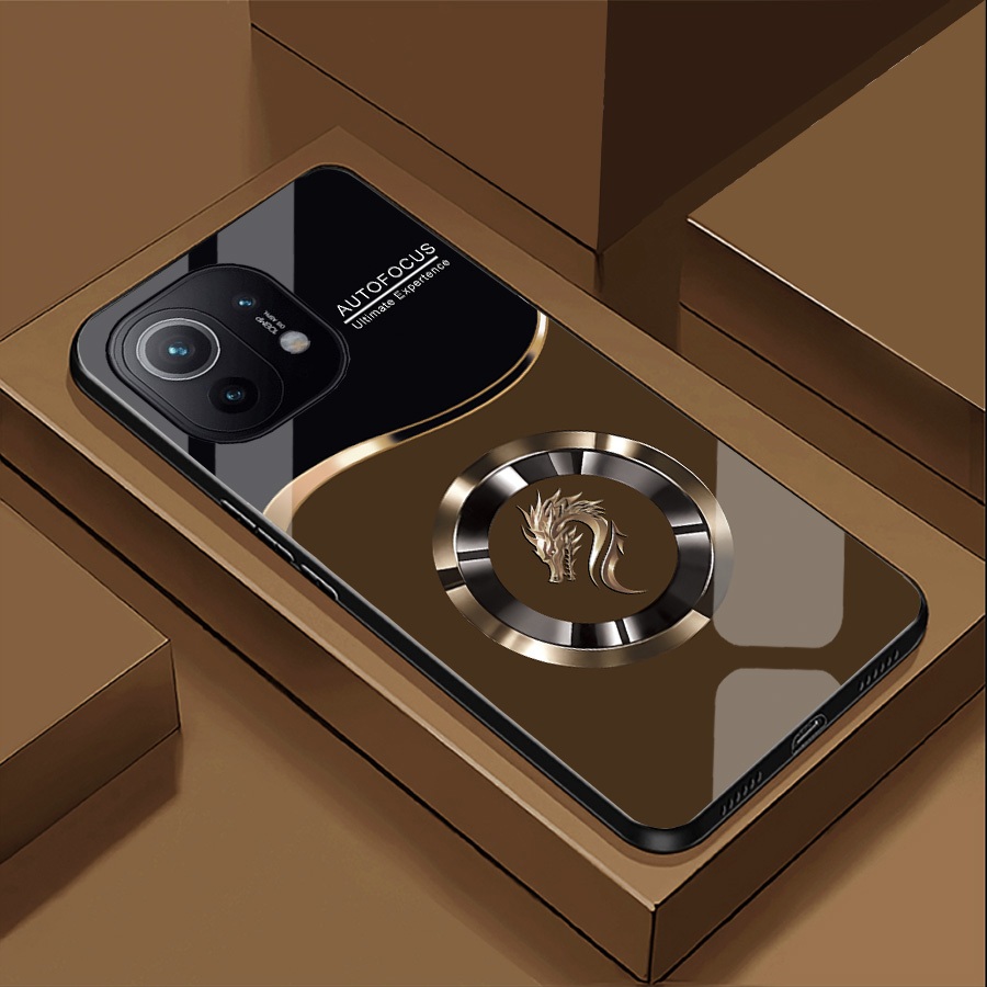 Ốp Lưng cho XIAOMI MI 11, MI 11 Lite, MI 11 LITE 5G NE Mặt kính cường lực, cao cấp Họa tiết FOCUS RỒNG