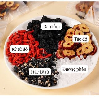 TRÀ HẮC KỲ TỬ DÂU TẰM ĐƯỜNG PHÈN LỤC VỊ
