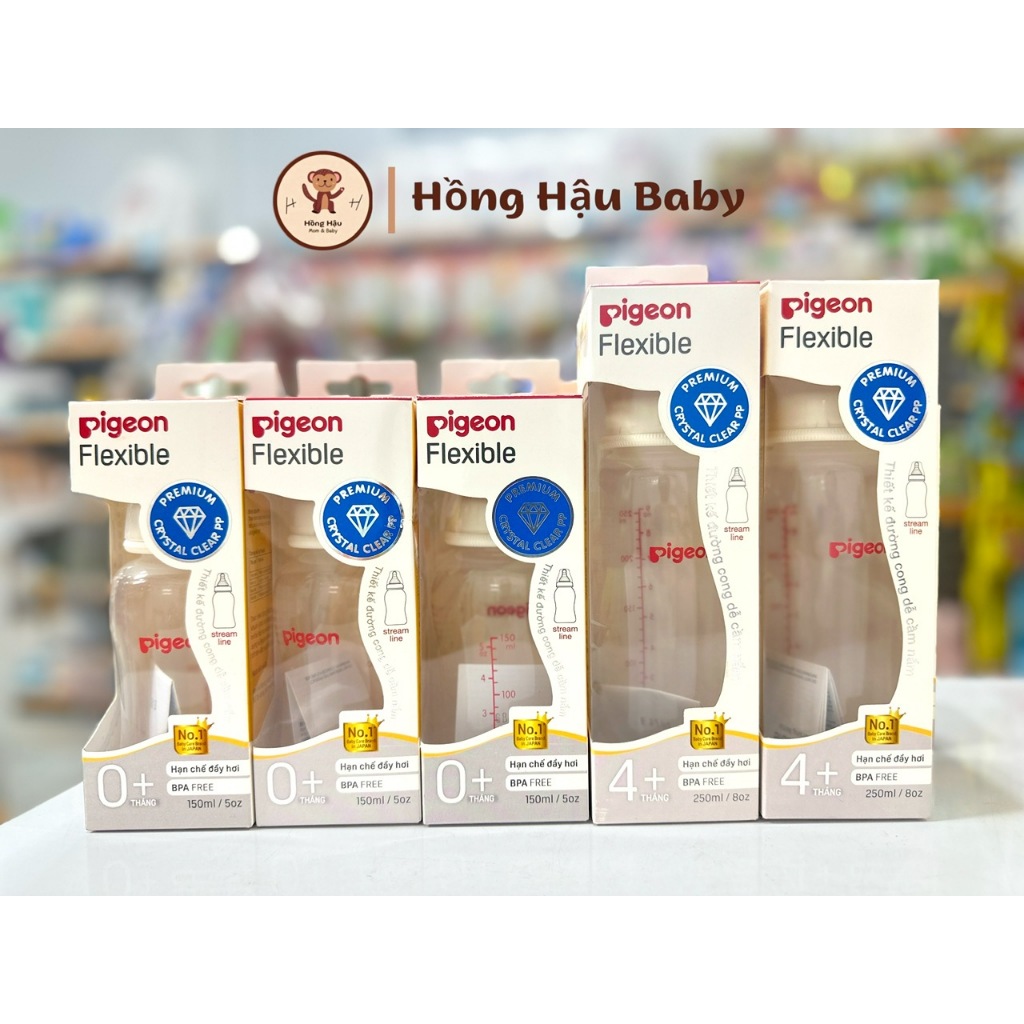 Bình sữa Pigeon 150ml / 250ml Streamline Chính Hãng Bình sữa Nhựa PP Cao cấp Pigeon cổ hẹp