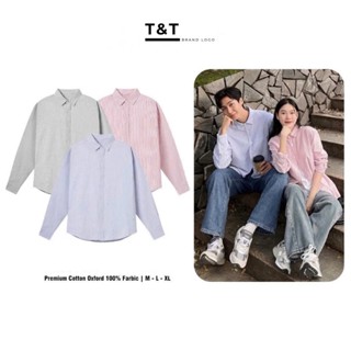 Áo Sơ Mi Kẻ Sọc Tay Dài Nam Nữ Hàn Quốc Local Brand Chất Liệu Oxford Form Rộng 3 Màu