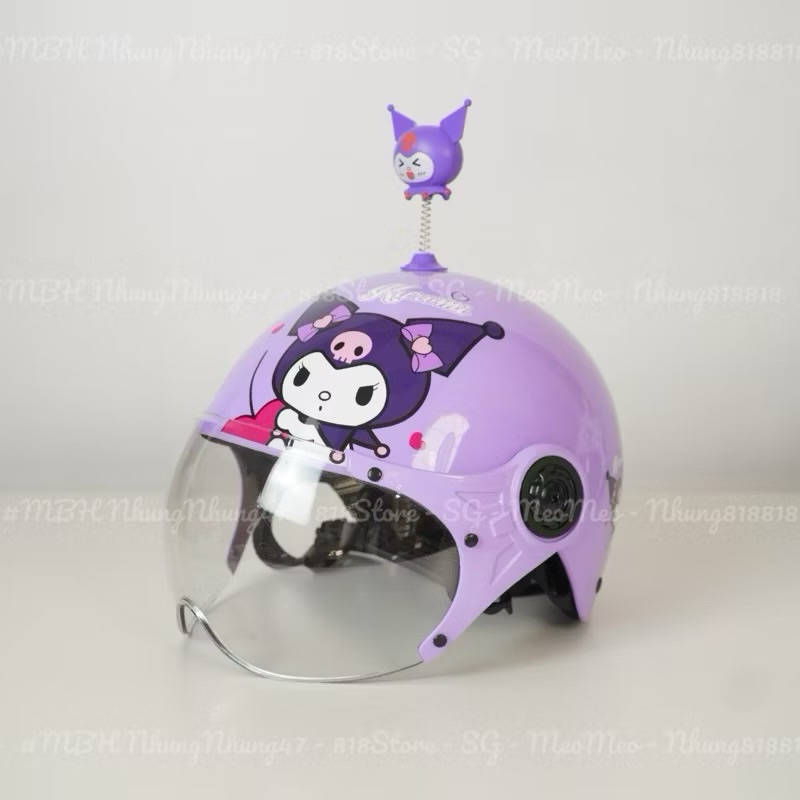Mũ bảo hiểm trẻ em có kính chắn gió cao cấp in stick labubu cinnamon kuromi người nhện gấu dâu Loại 