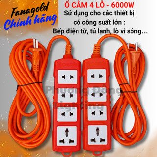 Ổ cắm 4 lỗ Có dây Chịu tải cao 6000W - Ổ cắm dùng cho thiết bị có công suất lớn - Thương hiệu Fanagold
