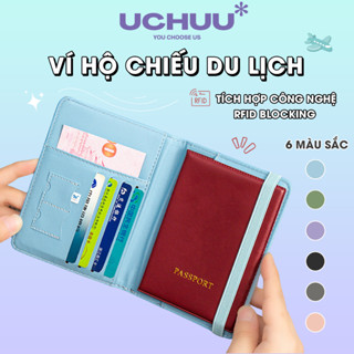 Ví Đựng Hộ Chiếu Du Lịch UCHUU Chặn RFID, Bao Da Pu Bọc Passport Nhiều Ngăn