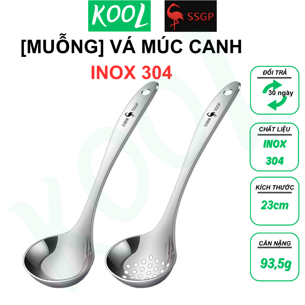 Muỗng canh Inox 304 cao cấp SSGP của Đức - SS11606 Muôi canh,Thìa canh, Vá canh, muỗng lẩu thìa lẩu