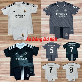 Bộ Quần Áo Bóng Đá Trẻ Em CLB Real Madrid 2024 - Vải Polyester Gai Thái Cao Cấp