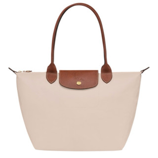 CHÍNH HÃNG - MEDIUM SIZE - TÚI LONGCHAMP LE PLIAGE ORIGINAL M TOTE BAG - PAPER - Túi xách màu be, quai nắp nâu