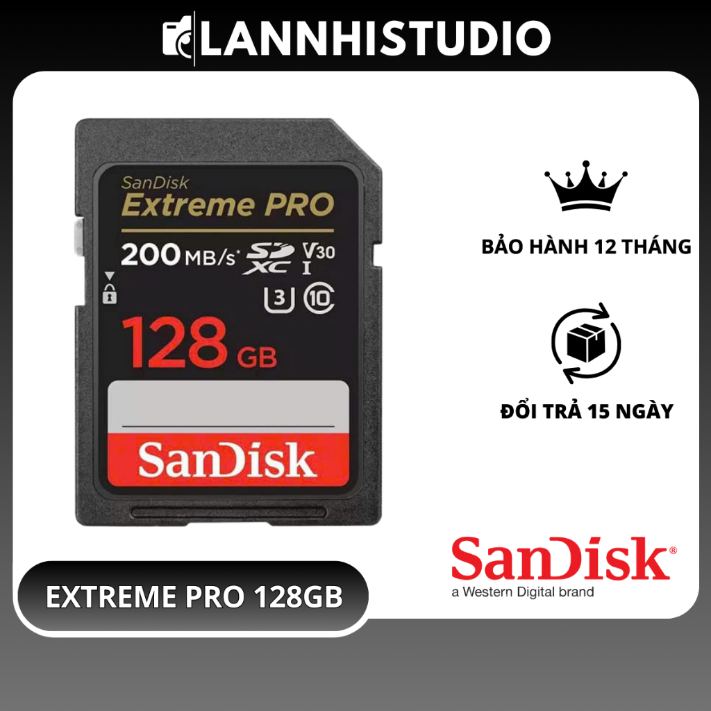 Thẻ nhớ SDHC Sandisk Etreme Pro 128GB U3 V30 Class10