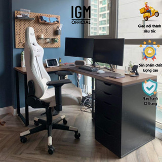 Bàn IKEA Chữ L 1  hộc tủ IGM Chất Liệu Gỗ MDF Phủ Melamine Cao Cấp Phong Cách Hiện Đại