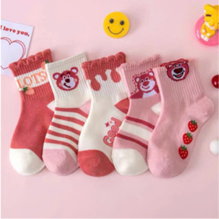 combo 5-10 đôi tất GẤU DÂU CỔ GÂN BÈO NHIỀU HỌA TIẾT BÉ GÁI 1-10 tuổi TR20 .