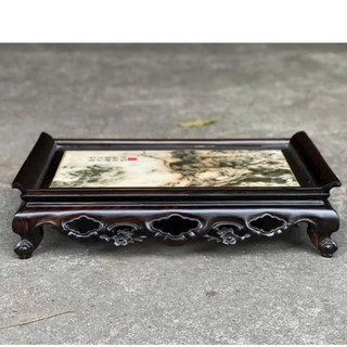 Khay trà gỗ mun mặt đá sang trọng