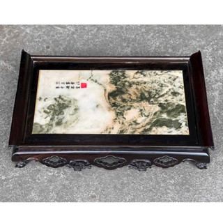 Khay trà gỗ mun mặt đá sang trọng