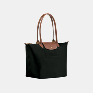 CHÍNH HÃNG - LAGRE SIZE - TÚI LONGCHAMP LE PLIAGE ORIGINAL TOTE BAG - BLACK - Túi xách màu đen, quai nắp nâu