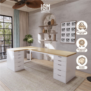 Bàn IKEA Chữ L 2 Tủ IGM Chất Liệu Gỗ MDF Phủ Melamine Cao Cấp Phong Cách Hiện Đại