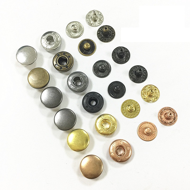 Nút bấm 4 thành phần (nút bóp) Nút quần jean 4 thành phần Loại 15mm Bằng thau Màu bạc, vàng, đồng, đ