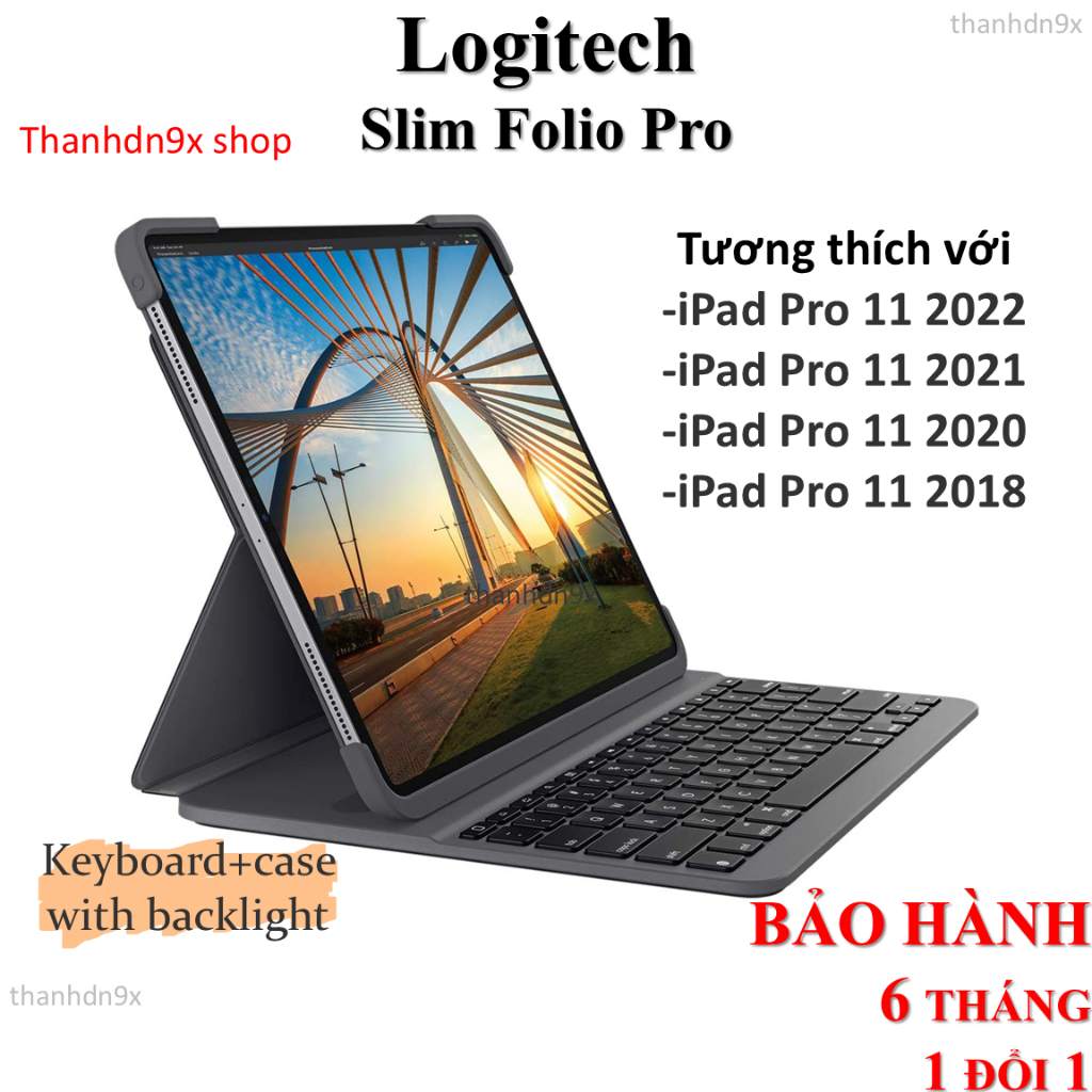 Bàn phím cho ipad Pro 11 Logitech Slim Folio PRO ( for ipad pro 11 Gen 1, 2, 3, 4)