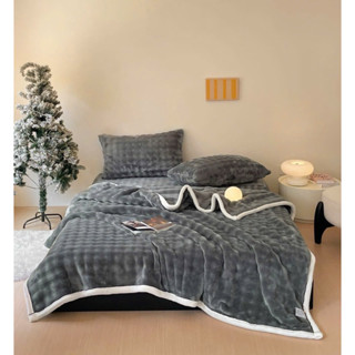 Bộ chăn ga gối Nỉ Lông Chồn cao cấp ( sét 4 món chân bọc đệm ~30cm)