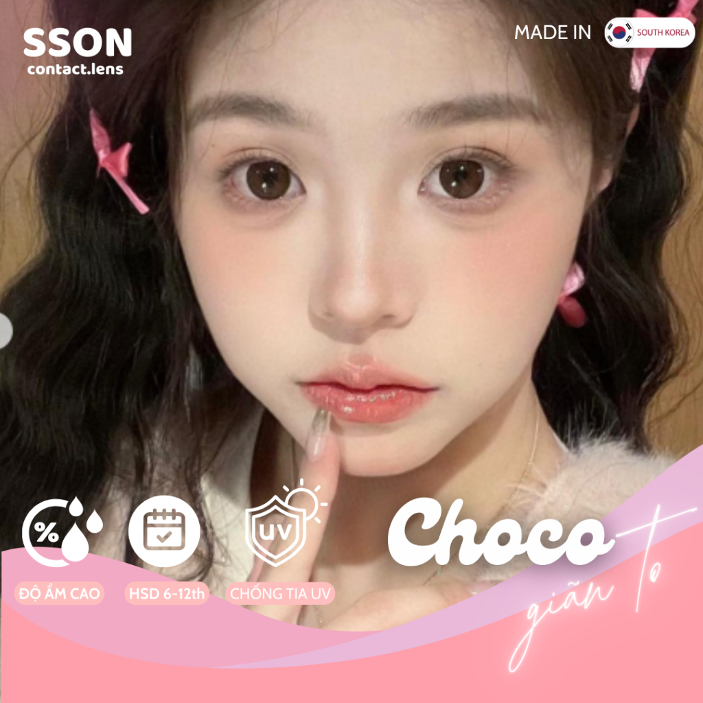 (1 ĐÔI) Kính Áp Tròng Choco giãn to Gdia14.3mm Dia14.5mm Lens cận 0~10.00 độ Tròng Kính Mềm SSon Len