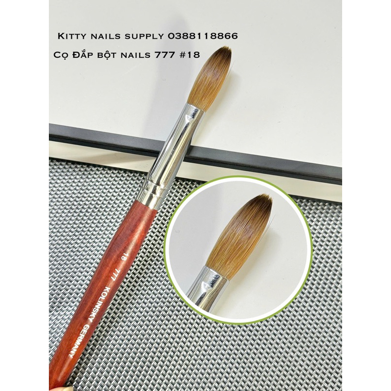 Cọ đắp bột lông chồn Kolinsky Gemany 777 chính hãng lông mượt dễ đắp bột móng tay, đủ số 12-14-16-18