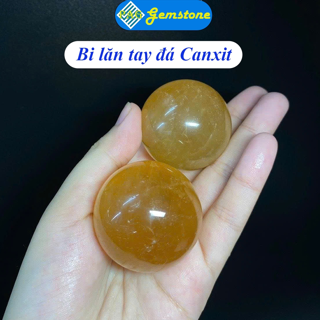 Bi Lăn Tay Đá Canxit Tự Nhiên Màu Vàng Size 4cm- Đá Phong Thuỷ PAG