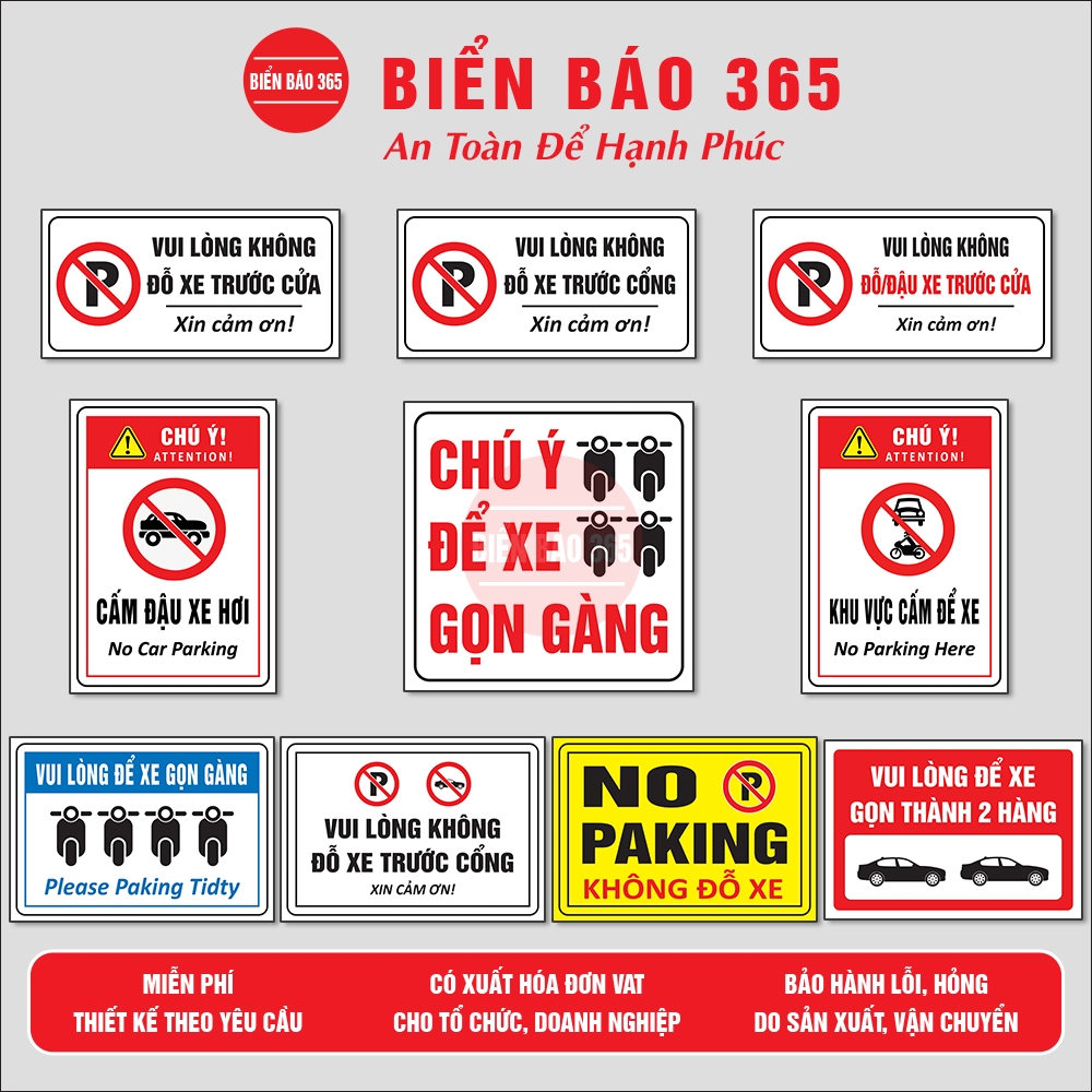 Biển báo cấm đỗ xe, biển báo cấm để xe, biển khu vực đỗ xe