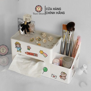 Kệ đựng bút để bàn FREESHIP Ống cắm bút , kệ đựng cọ trang điểm kèm hộp đựng giấy đa năng ( Tặng Sticker dán )