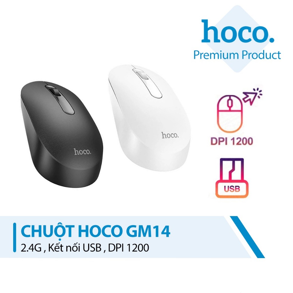 Chuột không dây 2.4G Hoco GM14 kết nối USB, DPI 1200