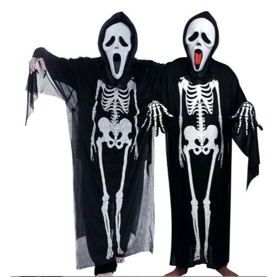 Bộ áo choàng ma xương, bao tay, mặt nạ ma xương cho lễ hội hóa trang haloween