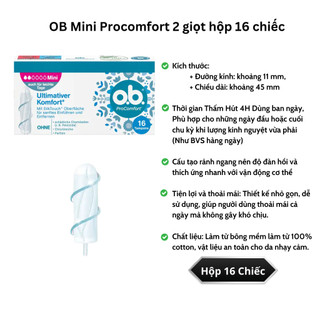 Băng Vệ Sinh Tampon Ob - Đức, Thấm Hút Tốt, Có Cánh Chống Tràn Hút Cục Đông, Tiện Lợi Đi Bơi,ThểThao