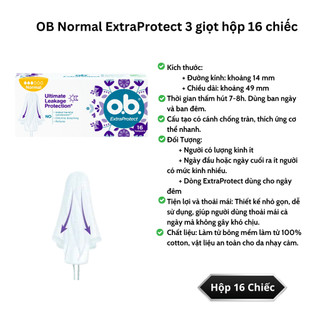 Băng Vệ Sinh Tampon Ob - Đức, Thấm Hút Tốt, Có Cánh Chống Tràn Hút Cục Đông, Tiện Lợi Đi Bơi,ThểThao