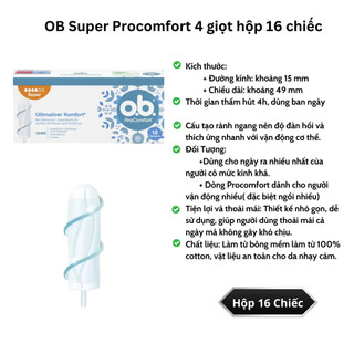 Băng Vệ Sinh Tampon Ob - Đức, Thấm Hút Tốt, Có Cánh Chống Tràn Hút Cục Đông, Tiện Lợi Đi Bơi,ThểThao